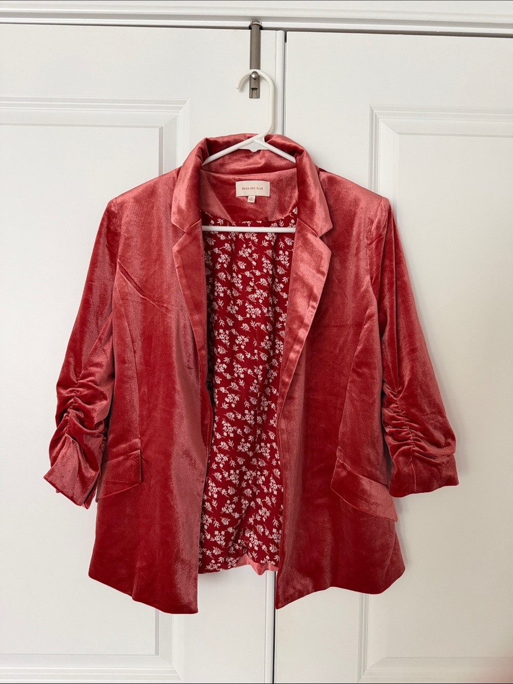 Skies Are Blue Velvet Blazer in Rose